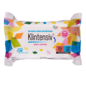 Pachet servetele umede dezinfectante pentru suprafete, Klintensiv, 80 bucati