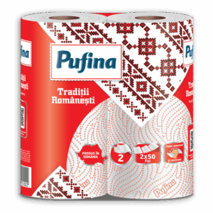 Prosop de hartie Pufina Traditii Romanesti, 2 Straturi, 2 Role