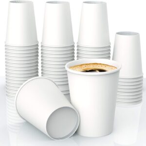Set 50 Pahare de Carton Albe 8 oz (240 ml) – Pahare de Unică Folosință pentru Băuturi Calde sau Reci