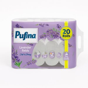 Hartie igienica Pufina Campuri de Lavanda, 20 role, 3 straturi