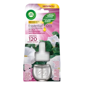 Rezervă odorizant electric de cameră Air Wick, Satin Fin și Floarea Lunii, 19ml